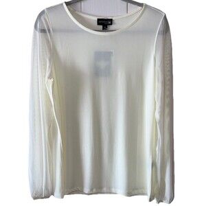 Antthony Originals Ivory Long Sleeve Blouse Women’s Size Medium Mesh Sleeves
